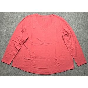 Candace Cameron Bure Tunic Top Womens 2X Pink V-Neck Long Sleeve Stretch New